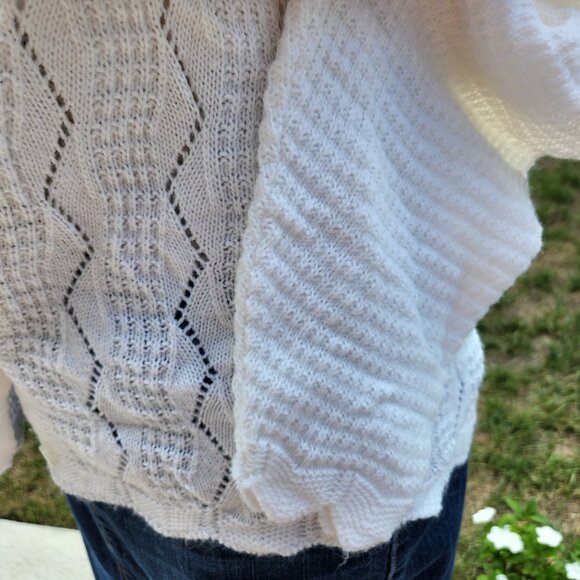 Authentic Vintage 90's Crochet Grandma cardigan white - Picture 3 of 4